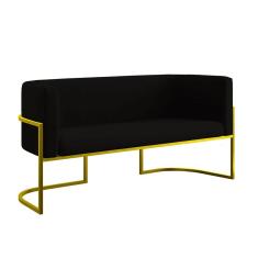 Sofá 2 Lugares Com Base De Metal Dourada Reforçada Preto