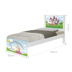 Cama Solteiro Adesivada Princesa Encantada com Colchão - CASA H