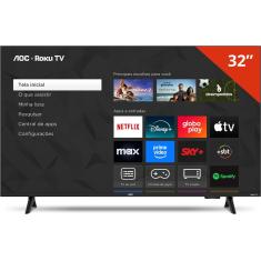 Smart TV 32" HD AOC 32S5155/78G Roku TV Wi-Fi Dolby Audio Preta