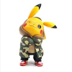 Boneco de ação Pokémon Kawaii Camouflage Pikachu Anime Cospla