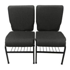 02 Cadeiras Para Igrejas C/ Porta Biblía E Porta Cálice Cinza