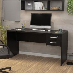 Mesa De Escritório 1.60x60 Com Gaveteiro Netmobil, PRETO