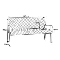 Poltrona 2 Lugares Liverpool Tressê Corano Preto Gran Belo