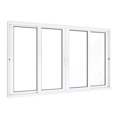 Janela de Alumínio de Correr 120x200cm 2 Folhas Móveis 2 Fixas com Vid