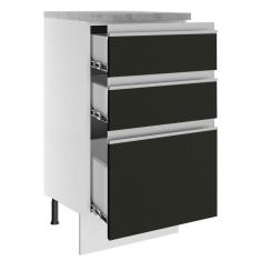 Balcão Madesa Glamy 40 Cm 3 Gavetas Branco Preto