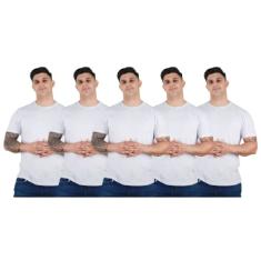 Kit 5 Camisetas Básicas Masculinas Algodão Premium TRV Cor:5 Brancas;Tamanho:M