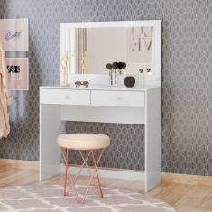 Penteadeira Camarim 2 Gavetas 1 Espelho Léia Henn Branco