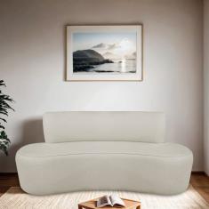 Sofá Curvo Orgânico 120cm 2 Lugares Bouclé Antonela Bege