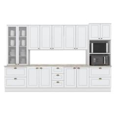 Kit Cozinha Modulada 8 Peças Americana 2 Aéreos + 2 Balcões+ 2 Paneleiros + 2 Complementos C5p50 Branco