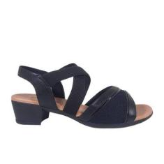 Sandália Usaflex Salto Bloco Tiras Cruzadas-Feminino