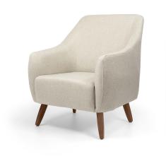 Poltrona Paloma Linho Bege C-466 Pés de Madeira - D'Rossi