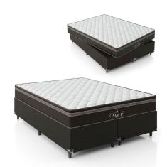 Cama Box Queen Bipartido + Colchão Paris Molas Ensacadas - 61x158x198cm -  Jacquard Marrom