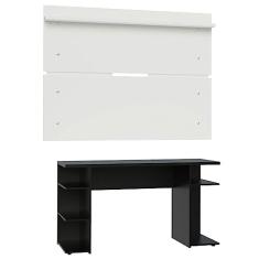 Mesa para Computador Gamer Madesa 9409 e Painel para TV até 65 Polegadas - Preto/Branco