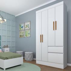 Guarda Roupa Infantil 4 Portas Oregon Neve