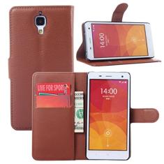 XIAOMI Capa para Mi 4, carteira flip de couro PU premium com compartimento para cartão, suporte e fecho magnético [capa interior à prova de choque de TPU] Compatível com XIAOMI Mi 4