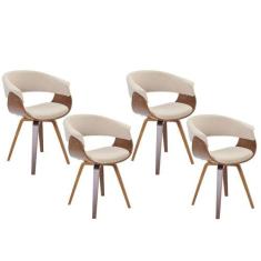 Kit 04 Cadeiras Decorativas para Escritório Recepção Ohana Fixa Linho 