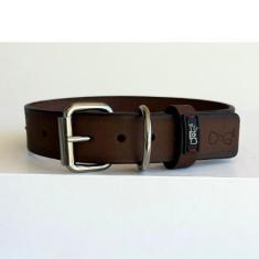 Coleira para Cachorro em Couro - Friend Níquel - Four Dogs, P, Marrom