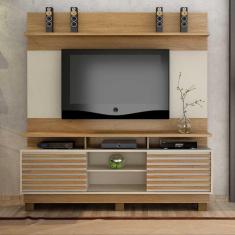 Estante Home Texas Para Tv Até 60 Polegadas 2 Portas 2 Prateleiras E Nichos Cinamomo Com Off White