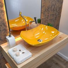 Kit Cuba L42 Com Torneira Link 1062 Metal E Válvula Click 1''b + Sifão Pvc E Flexível Amarelo