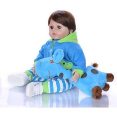 Bebe Boneco Reborn Menino Girafinha Corpo 100% Silicone 48cm Realista 