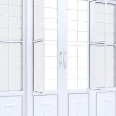 Porta de Correr Aço Central com Postigo E Grade Quadrada 2 Folhas Móveis E 2 Fixas Lucasa Facilità 213cmx200cmx13cm Branco