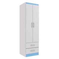 Guarda-Roupa Solteiro Han 2 PT Branco e Azul - Evidência
