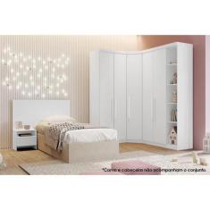Quarto Modulado Rizon 4 Peças (1 Closet + 2 Guarda Roupas + 1 Compleme