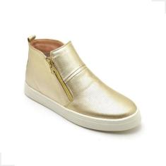 Tenis Couro Feminino Cano Médio Zíper Conforto Dia a Dia Casual - Q&A 