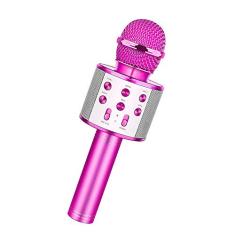 Microfone de karaokê Bluetooth sem fio, microfone recarregável para crianças, máquina de karaokê, alto-falante de karaokê profissional portátil para casa KTV festa de aniversário infantil