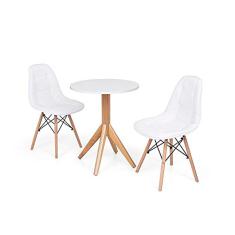 Conjunto Mesa de Jantar Maitê 60cm Branca com 2 Cadeiras Charles Eames Botonê - Branca