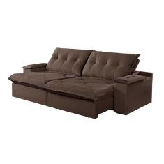 Sofá 3 Lugares Retrátil E Reclinável Martins M-163 Veludo Marrom