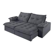 Sofá 5 Lugares Retrátil E Reclinável Martins M-183 Veludo Grafite