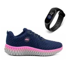 Tênis Feminino Esporte Caminhada Academia Treino Ginastica Musculação Leve Conforto + Relógio-Feminino