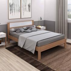 Cama de Casal Completa para Colchão 138x188cm Amêndoa