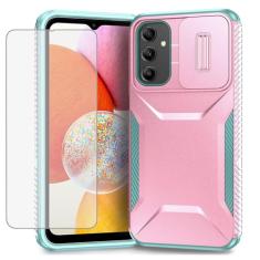 Ueokeird Capa para Galaxy A14 4G, capa para Samsung A14 5G/M44 5G com protetor de tela de vidro temperado e capa deslizante para câmera, antiderrapante, resistente, à prova de choque para Samsung