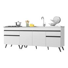 Kit 2 Balcões Gabinete Pia 150 cm e Cooktop 70 cm Veneza Multimóveis Mp2073.964 Branco