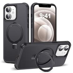 TIANLI Capa projetada para iPhone 12/12 Pro com suporte magnético invisível [compatível com Mag-safe] [proteção militar contra quedas] Capa antiderrapante à prova de choque para iPhone 12/12 Pro de