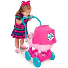 Carrinho De Boneca Ninos Rosa Cotiplás Menina Brinquedo - Geral