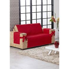 Capa De Sofá Vermelho Com Laço E Porta Objetos Lateral