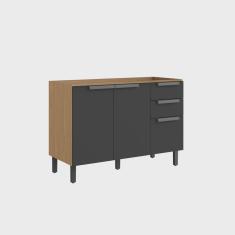 Balcão de Cozinha 120cm 3 Portas 2 Gavetas em Mdf sem Tampo New Porto Itatiaia
