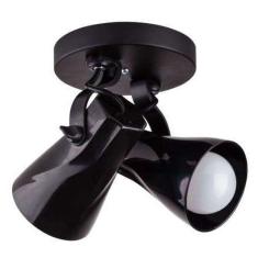 Spot De Sobrepor Octa Duplo Preto Direcionável E27