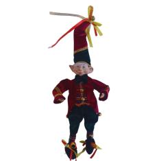Boneco Natalino Elfo Menino 45cm Rosto e Mão de Porcelana.