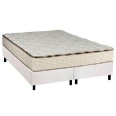 Cama Box Queen: Colchão Molas Bonnel Luckspuma Montreal Spring + Base Crc Courano White(158x198)