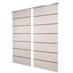 Porta Dupla Branco Prime Frisada Kit Alumínio F10 - 210x120