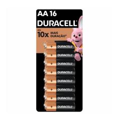 Pilha Alcalina Duracell Pequena AA 16 Unidades