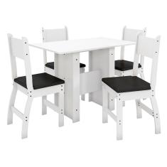 Conjunto Sala de Jantar Mesa Milano com 4 Cadeiras Poliman - Branco/Preto