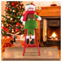 Boneco De Neve Natal Em Tecido Escada 51cm