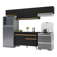 Cozinha Compacta 4 pç c/Armário e Balcão Mp3697 Veneza Gb Preta