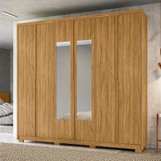 Guarda Roupa Casal 6 Portas com Espelho 3 Gavetas Danúbio