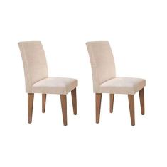 Cadeira Sala De Jantar Grécia Kit 2 Un Imbuia/linho Rústico - Rufato